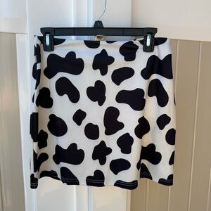 ROMWE Black and White Cow Print Pencil Skirt